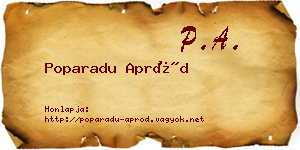 Poparadu Apród névjegykártya